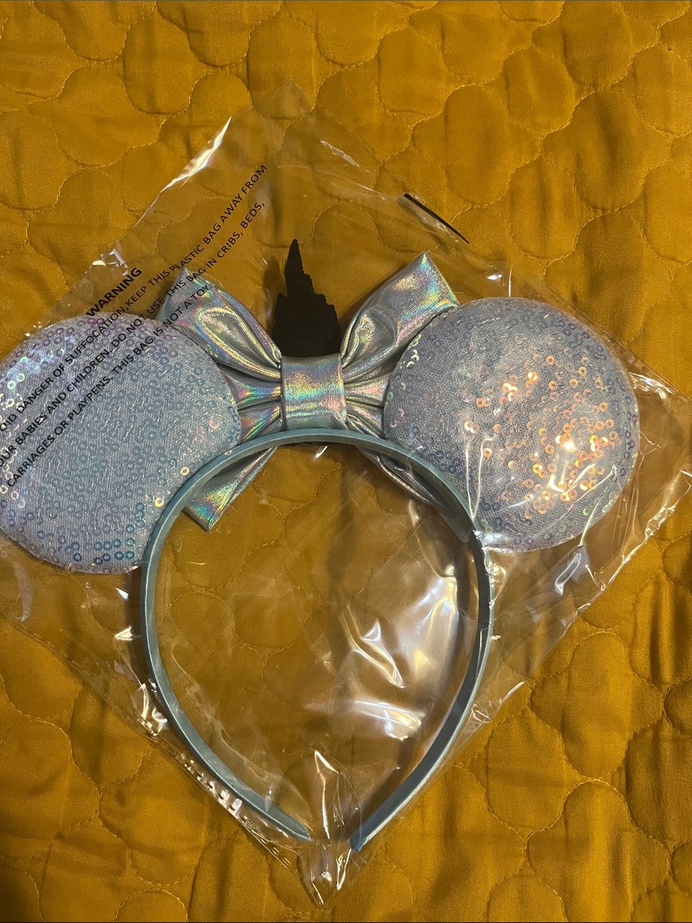 Iridescent Cinderella Castle Headband with Bow - Silver - Picture 2 of 4